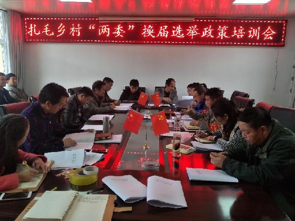 扎毛乡召开村两委换届选举政策培训会
