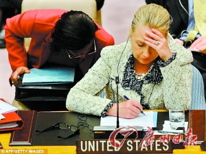 联合国大会众生相:希拉里演讲稿上涂鸦