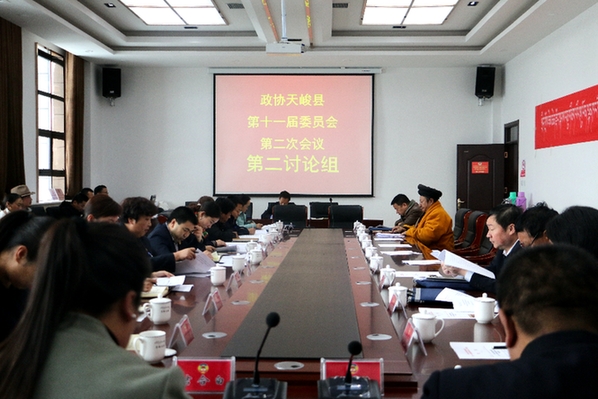天峻县政协十一届二次会议第二讨论组 认真审